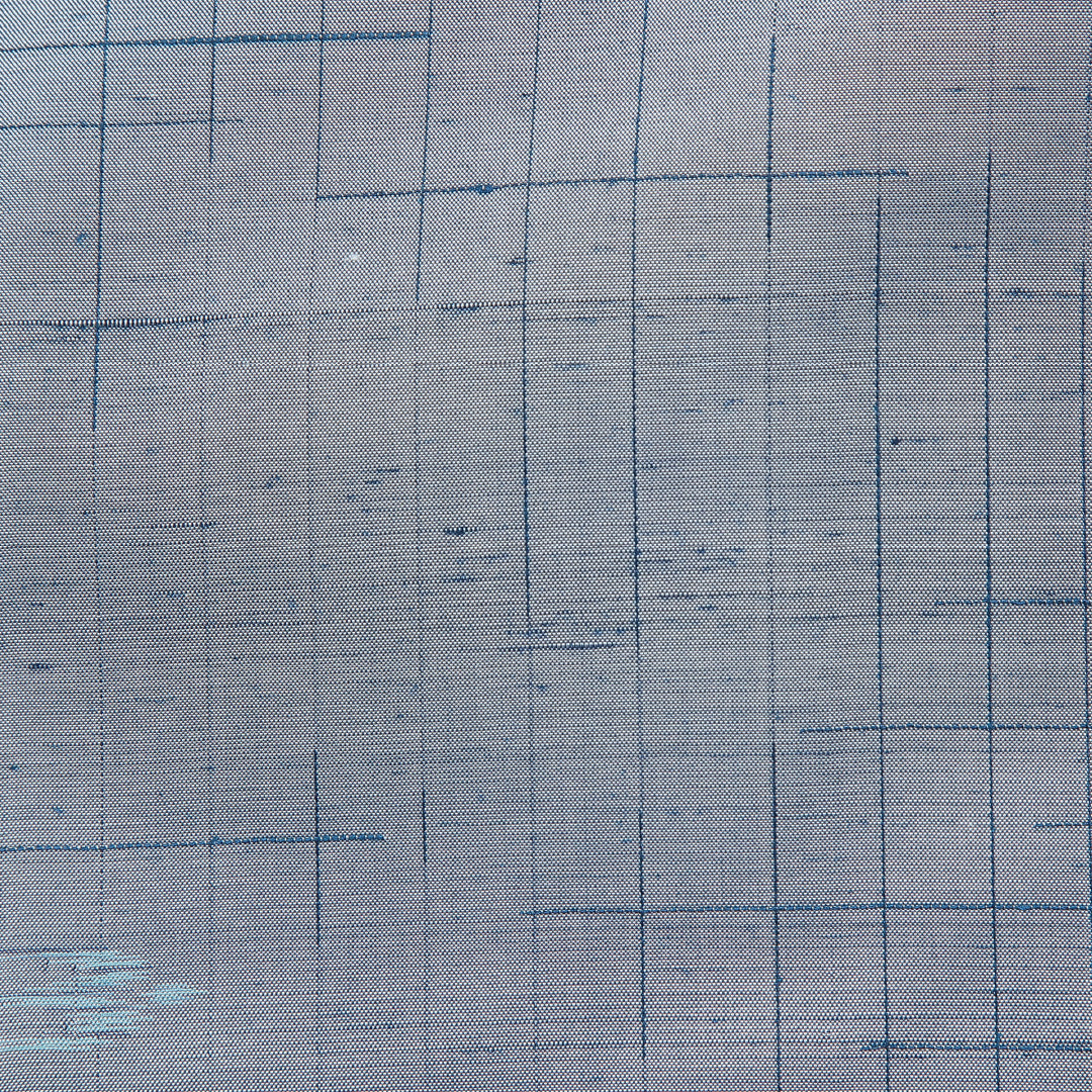 紬 袷 身丈160cm 裄丈64cm 正絹 Aランク Lサイズ 広衿 カジュアル 抽象柄 水色系 1216-16660