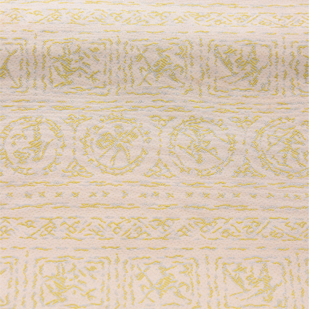 九寸名古屋帯 帯丈368cm カジュアル 開き仕立て 全通 未仕立て Cランク 正絹 丸文 ピンク系 1224-03983