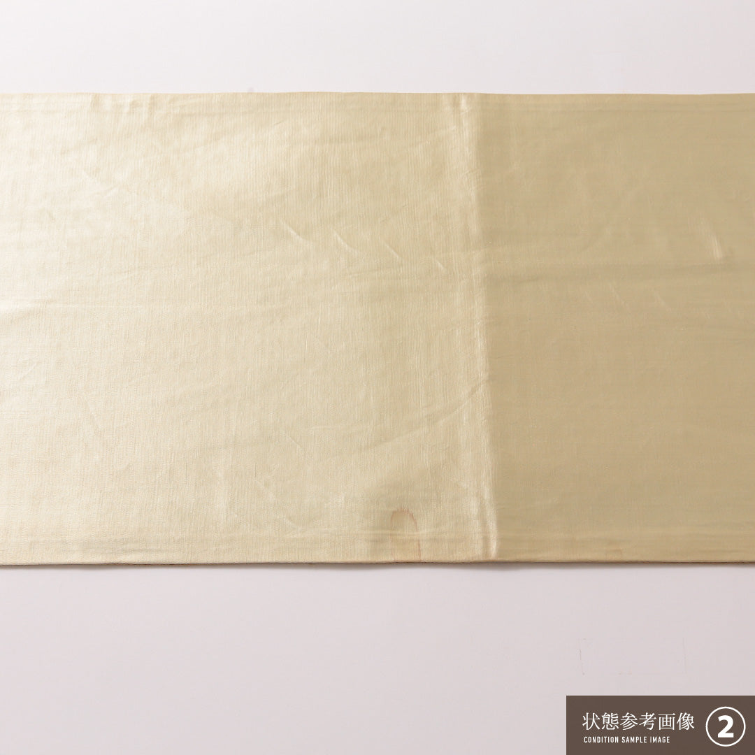 袋帯 帯丈400cm 正絹 六通 セミフォーマル 花菱亀甲 芝草 茶系 黄系 1243-01868