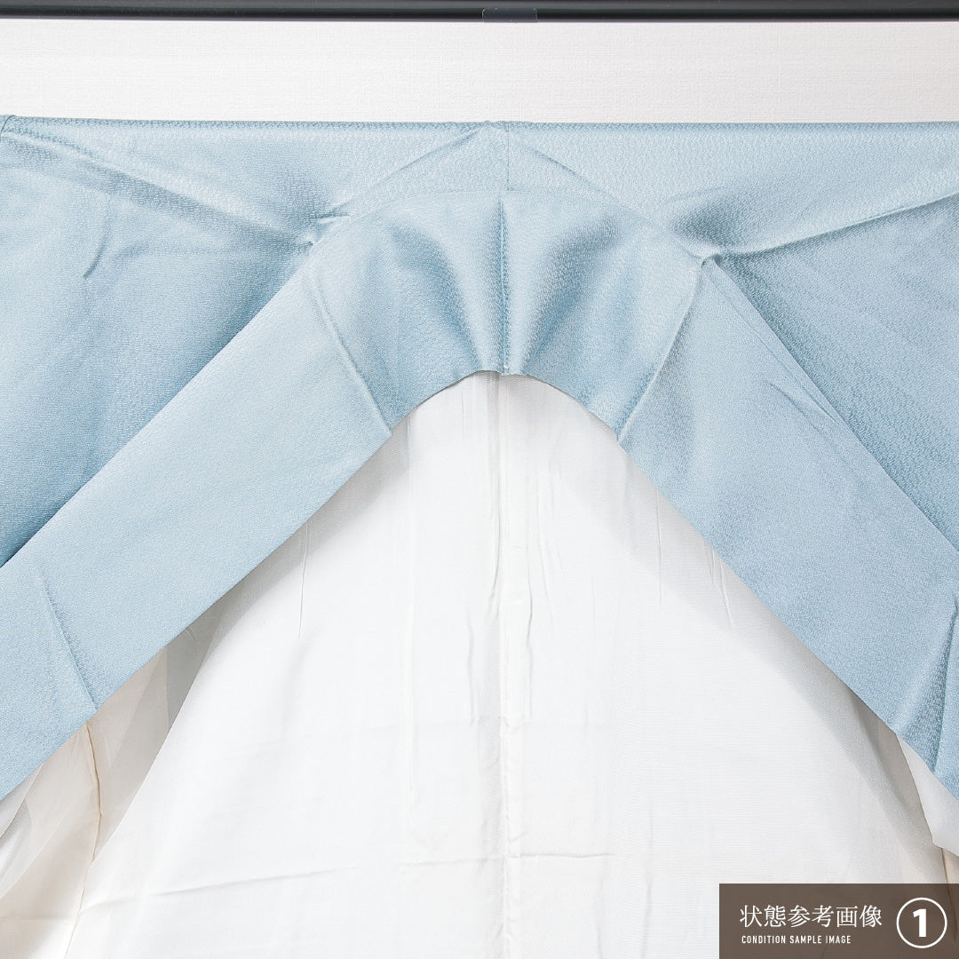 訪問着 袷 身丈161cm 裄丈62cm 正絹 Bランク 三つ紋 (五三桐) フォーマル 広衿 Lサイズ 流水 牡丹 水色系 RP 1217-15228