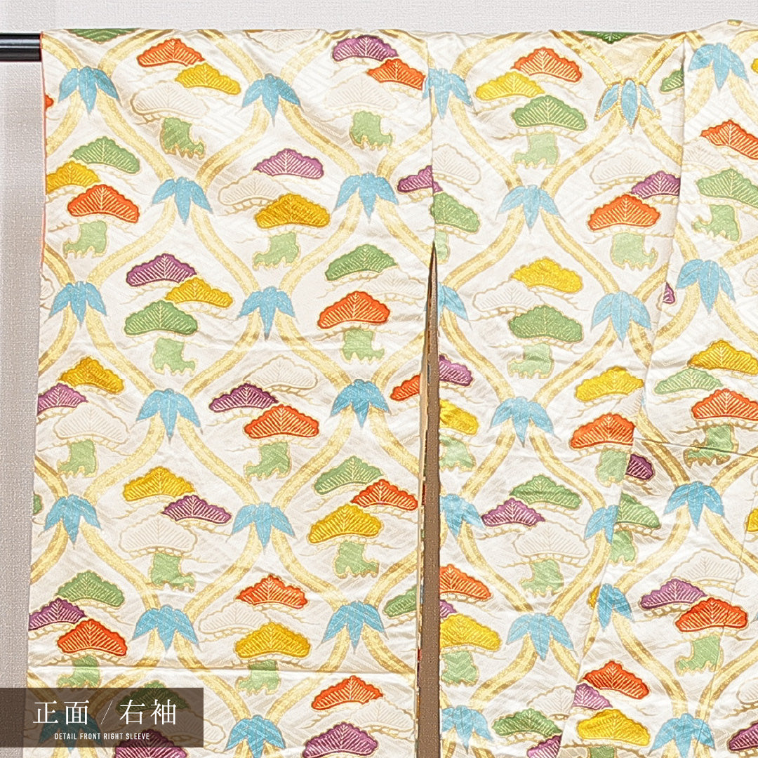 振袖 袷 身丈165cm 裄丈66cm セミフォーマル Sランク XLサイズ 正絹 広衿 笠松 金駒刺繍 1213-F0733