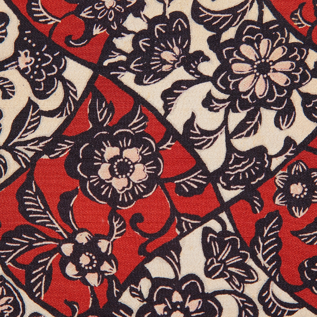 アンティーク 小紋 袷 身丈151cm 裄丈60cm 正絹 Cランク Sサイズ バチ衿 花柄 多色系 赤系 1215-16035