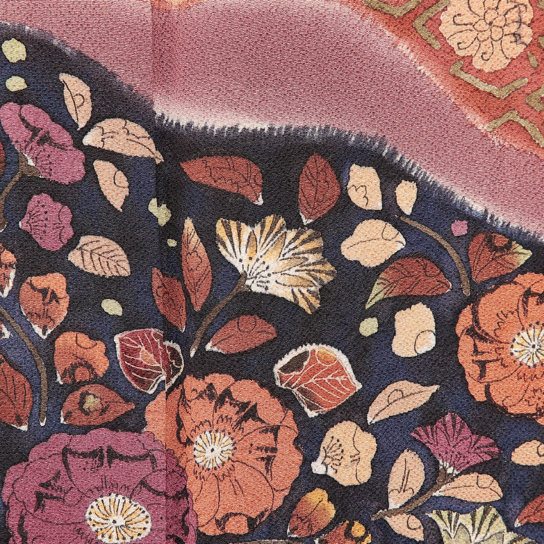 付下げ 袷 身丈165cm 裄丈66cm 正絹 Sランク XLサイズ 広衿 インフォーマル 花柄 ぼかし染 紫系 1261-16880