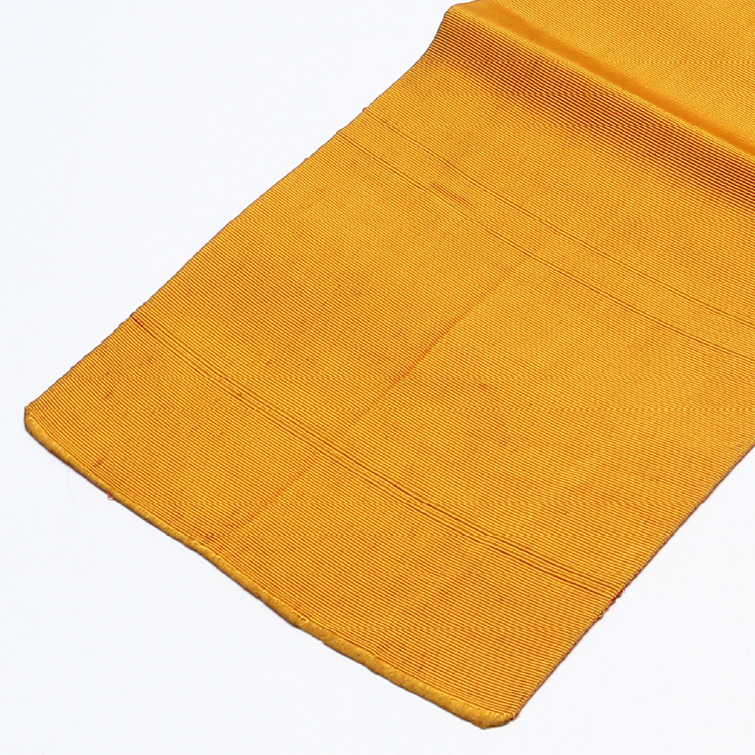 半幅帯 帯丈320cm カジュアル 単衣帯 全通 リバーシブル 未仕立て Cランク 正絹 無地 朱系 黄系 1225-00641