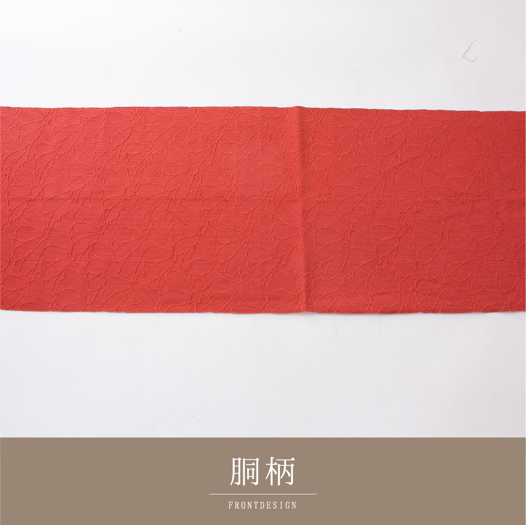 八寸名古屋帯 Sランク 帯丈353cm 正絹 全通 松葉仕立て 織り カジュアル 菊 赤系 RP 1245-04046