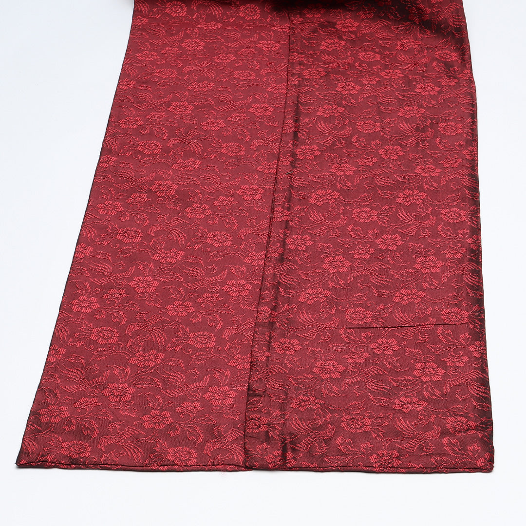 アンティーク 半幅帯 帯丈320cm 小袋帯 全通 帯芯なし Aランク 正絹 花喰鳥 牡丹 赤系 1225-00627