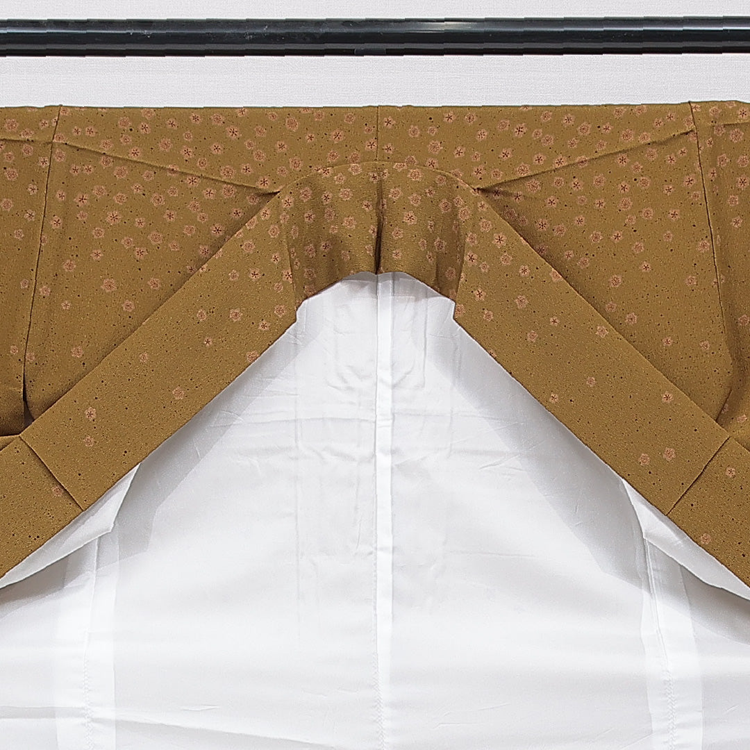 付下げ 洗える着物 袷 身丈165cm 裄丈66cm ポリエステル Sランク XLサイズ 広衿 インフォーマル 梅 笹 茶系 1261-15677