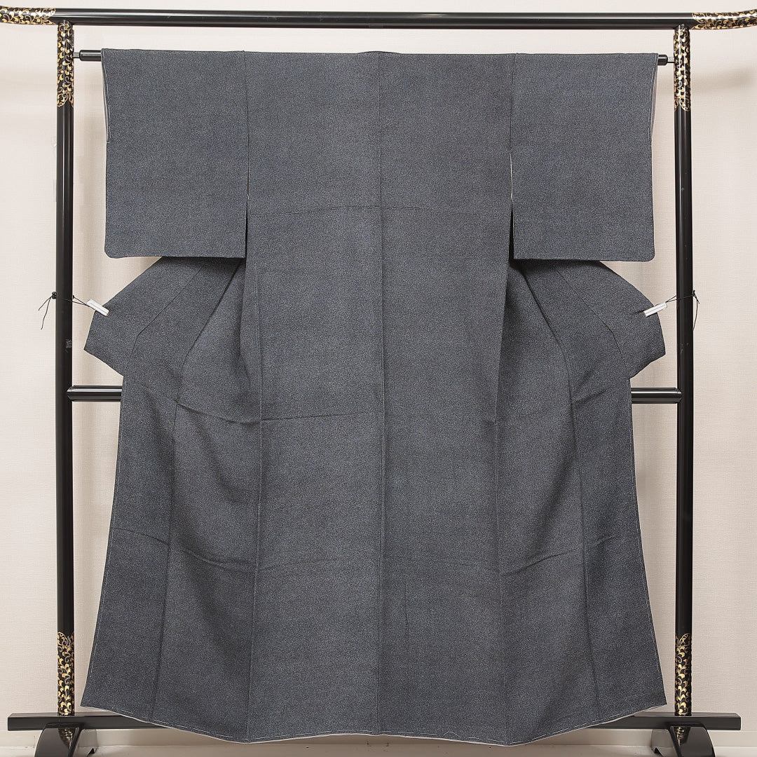 江戸小紋（鮫） 袷 身丈160cm 裄丈62cm 正絹 Sランク Lサイズ 広衿 インフォーマル グレー系 1262-16927