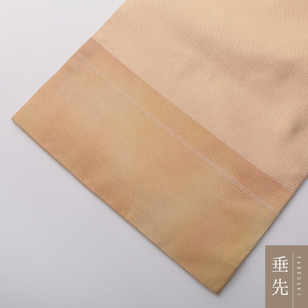 九寸名古屋帯 帯丈359cm カジュアル 名古屋仕立て ポイント柄 Dランク 正絹 鳥 ベージュ系 黄系 1224-03579