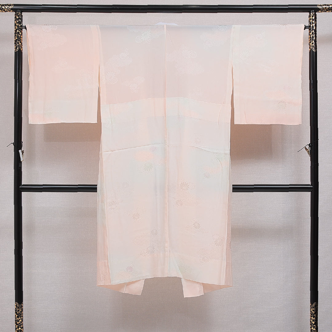 長襦袢 無双袖 身丈125cm 裄丈65cm 正絹 Bランク Mサイズ 菊 ピンク系 HP 1239-16564