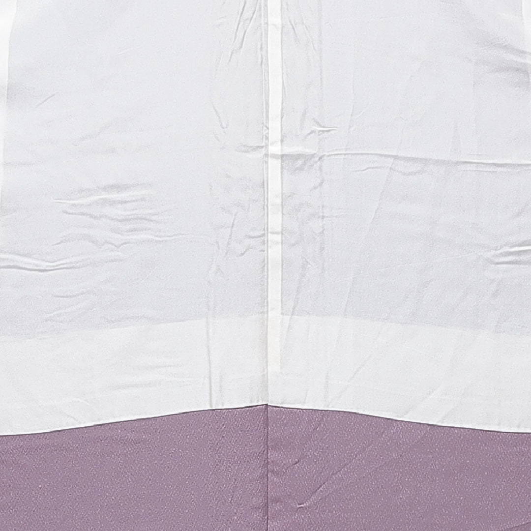 色無地 袷 身丈164cm 裄丈64cm 正絹 Aランク Lサイズ 広衿 一つ紋（五三桐） セミフォーマル 松 訪問着 紫系 1214-15667