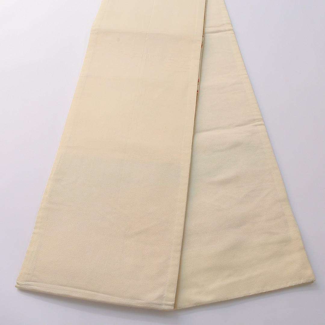 袋帯 帯丈408cm 正絹 六通 フォーマル 亀甲 菊 吉祥文様 クリーム系 金系 1243-01967