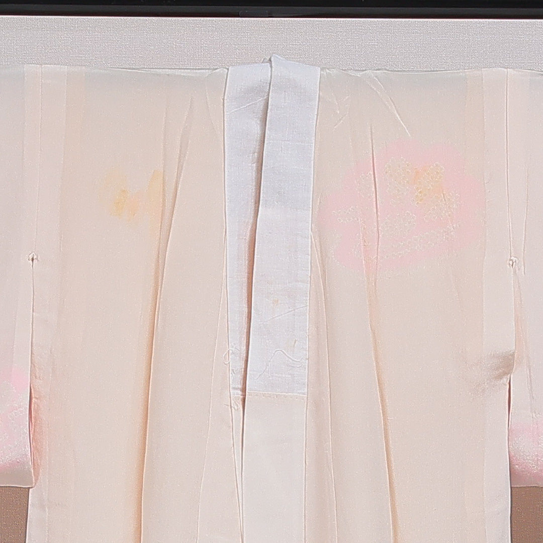 長襦袢 無双袖 身丈123cm 裄丈62cm 正絹 Cランク Sサイズ 花柄 ピンク系 HP 1239-16582