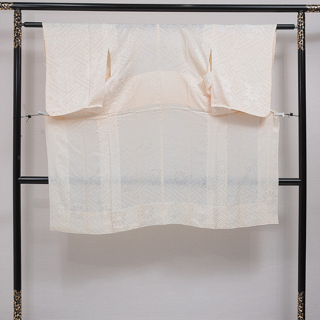 長襦袢 無双袖 身丈113cm 裄丈59cm 正絹 Cランク XSサイズ 紗綾型 ベージュ系 LP 1239-16519