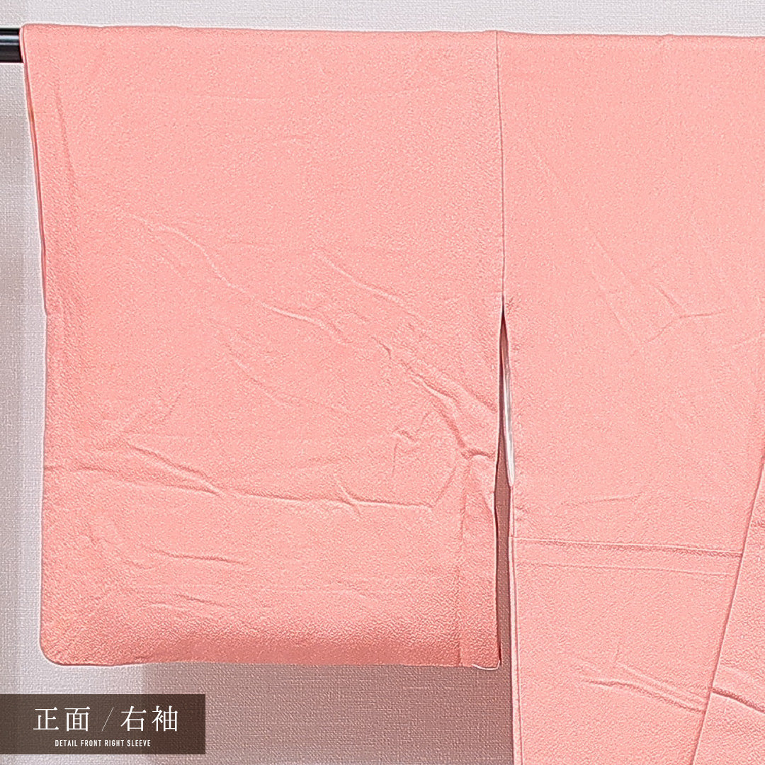 付下げ 袷 身丈161cm 裄丈67cm 正絹 Cランク インフォーマル 広衿 Lサイズ 蘇州刺繍 鏡裏文 花柄 ピンク系 HP 1218-15495
