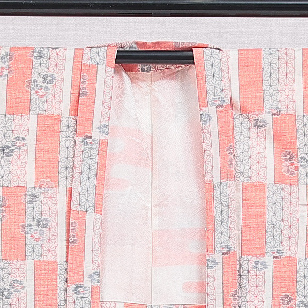 羽織 袷 身丈86cm 裄丈65cm 正絹 Sランク カジュアル Mサイズ 牡丹 朱系 RP 1232-16179