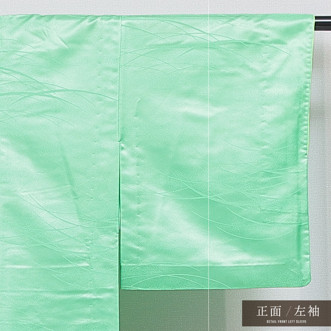 色無地 胴抜き 身丈157cm 裄丈63cm 正絹 Bランク Mサイズ バチ衿 インフォーマル 無地 緑系 1214-16225