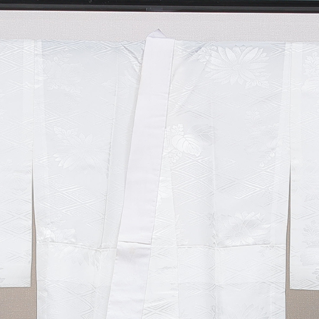 長襦袢 洗える着物 無双袖 身丈132cm 裄丈64cm ポリエステル Bランク XLサイズ 吉祥文様 白系 1229-16707