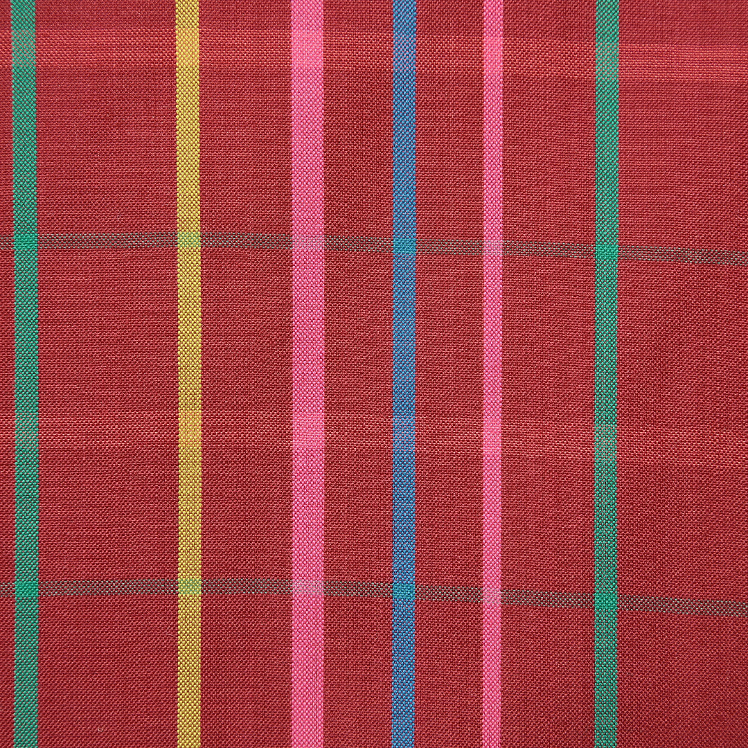 紬 アンサンブル 単衣 身丈153cm 裄丈63cm 正絹 Sランク Sサイズ バチ衿 カジュアル 肩当て 紐あり 縞 赤系 1216-15661