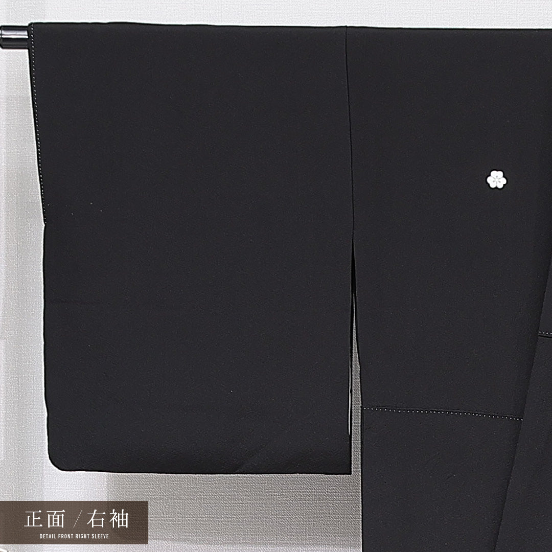 黒留袖 袷 身丈162cm 裄丈66cm 五つ紋 片喰 フォーマル Sランク Lサイズ 正絹 比翼仕立て 広衿 尾長鳥 扇 菊 蘇州刺繍 1211-F0660