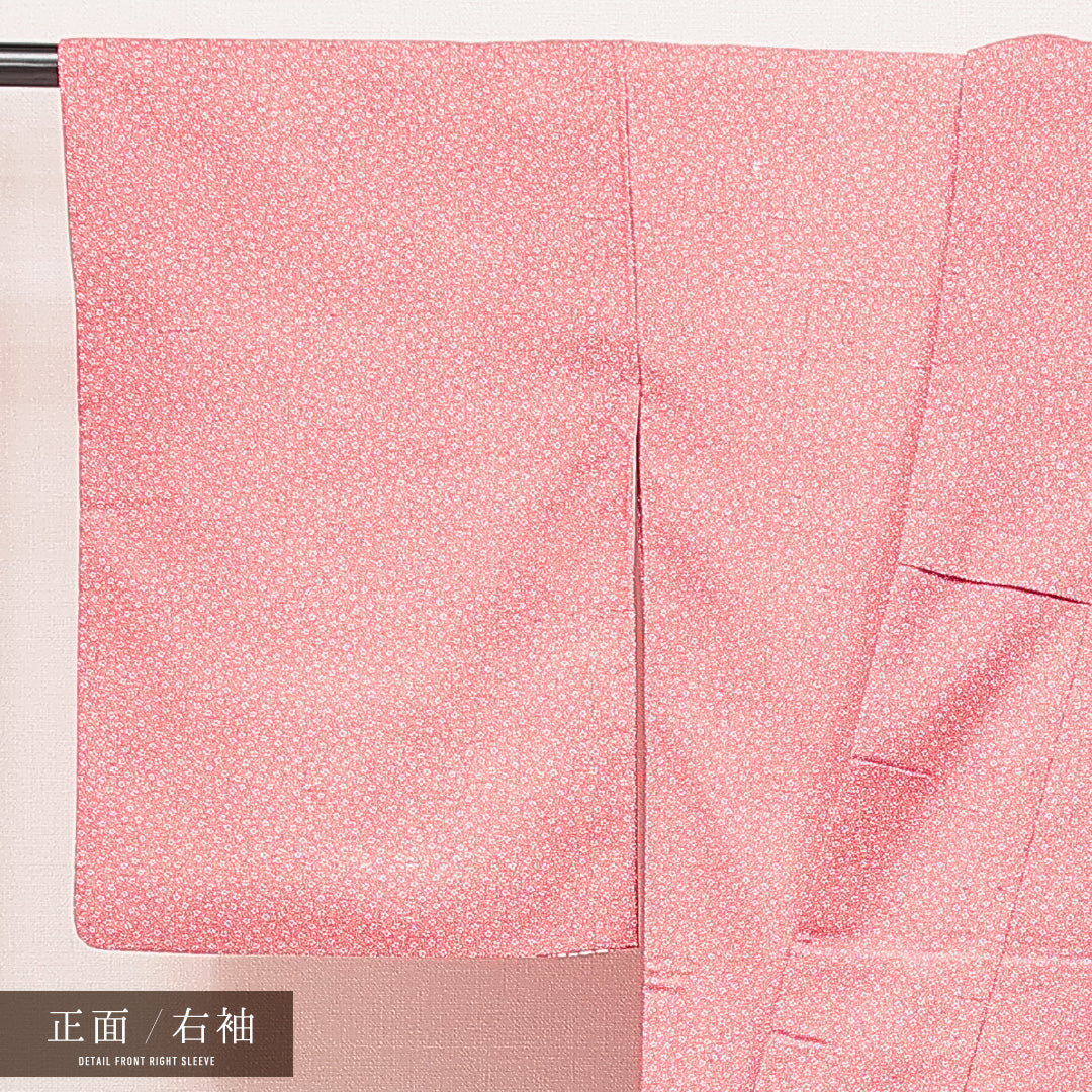江戸小紋（大小霰） 洗える着物 袷 身丈158cm 裄丈63cm ポリエステル Sランク Mサイズ 広衿 インフォーマル 花柄 訪問着 ピンク系 1262-16904