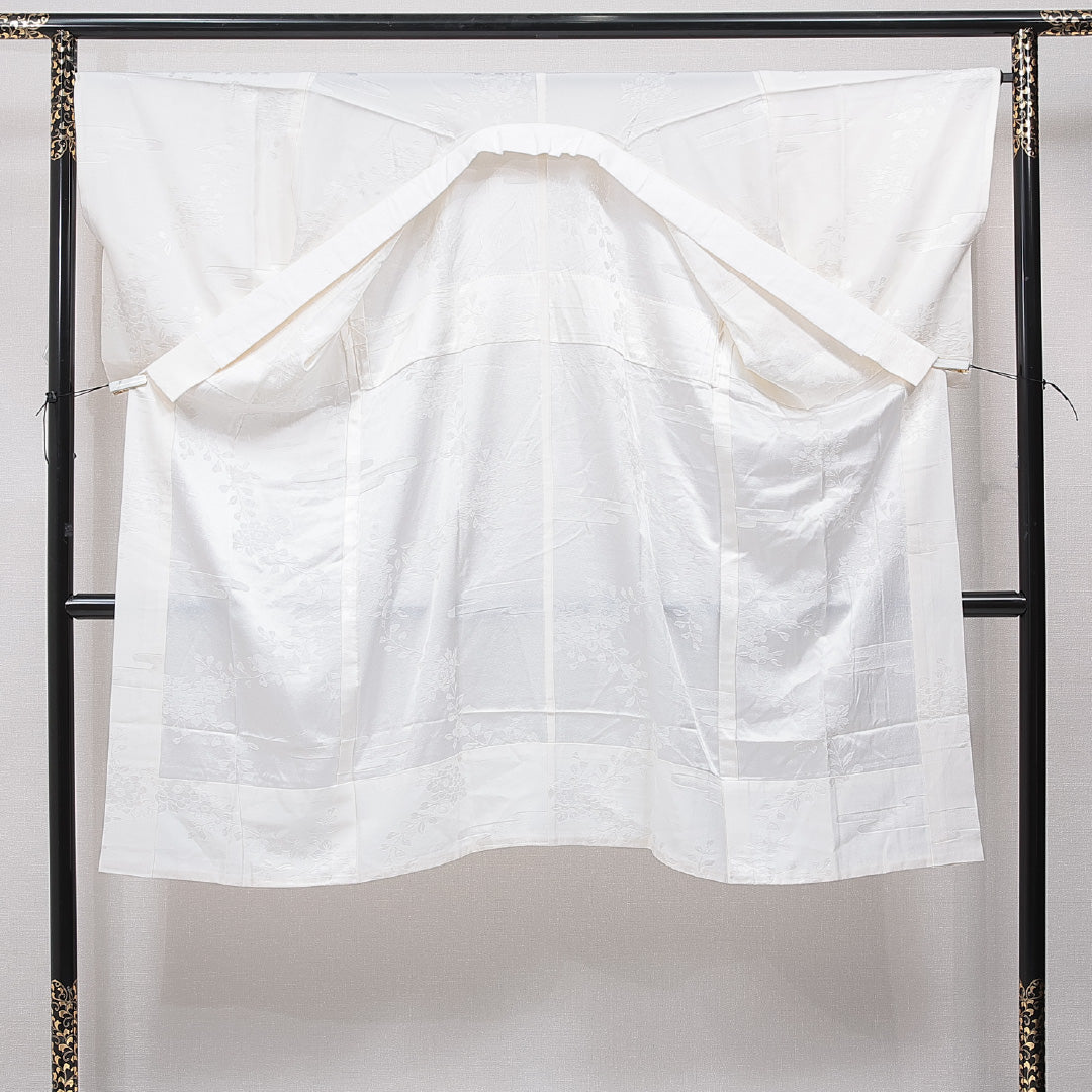 長襦袢 単衣 身丈126cm 裄丈67cm 正絹 Sランク Mサイズ バチ衿 梅 クリーム系 1229-15672