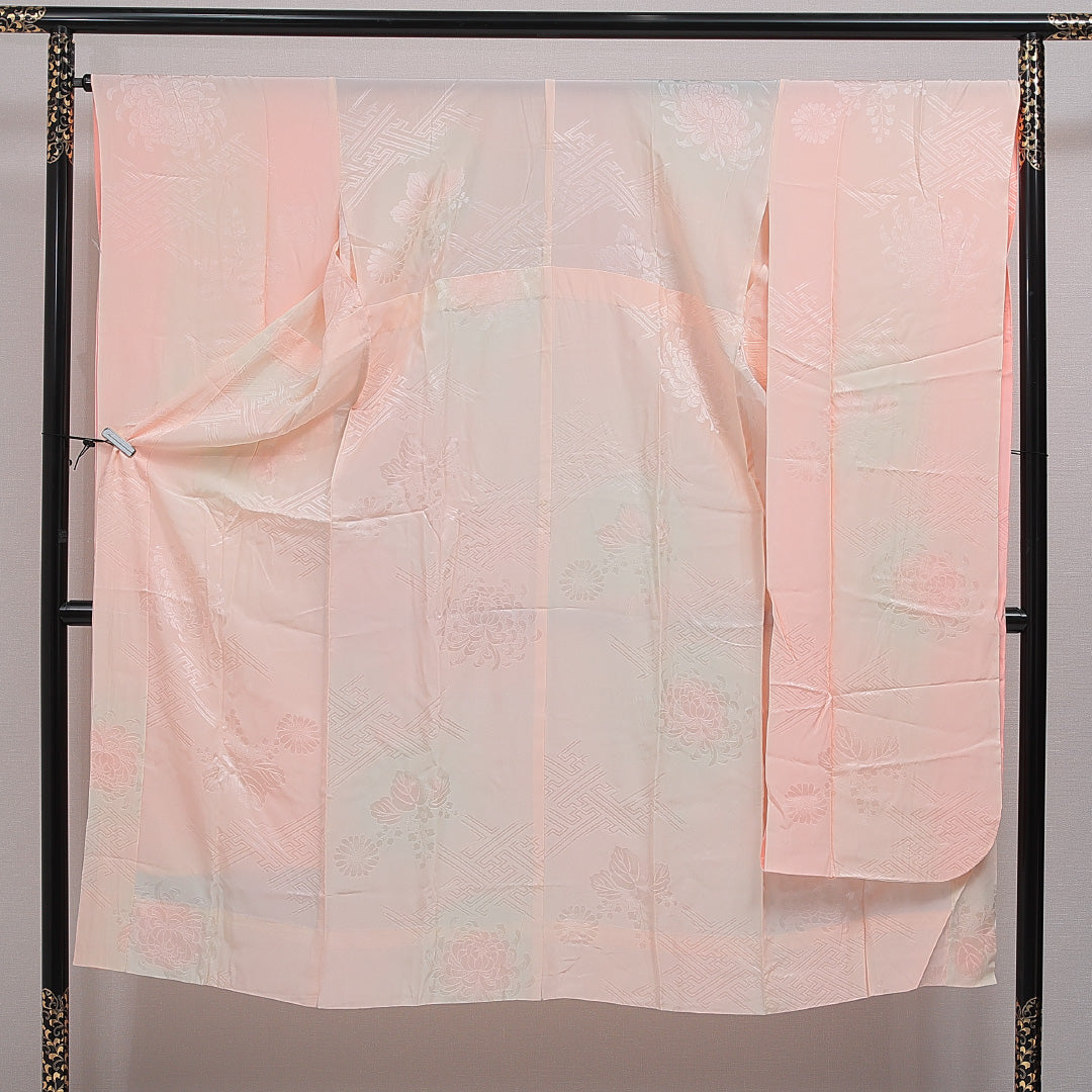 振袖用 長襦袢 無双袖 身丈143cm 裄丈67cm 正絹 Sランク 3XLサイズ 吉祥文様 ピンク系 M4 1240-16613