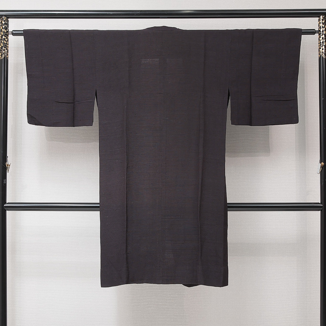 道行コート 単衣 身丈115cm 裄丈61cm 正絹 Cランク セミフォーマル Sサイズ ポケットあり 無地 黒系 LP 1237-15266