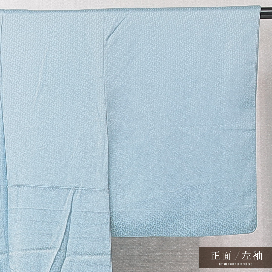 訪問着 袷 身丈161cm 裄丈62cm 正絹 Bランク 三つ紋 (五三桐) フォーマル 広衿 Lサイズ 流水 牡丹 水色系 RP 1217-15228