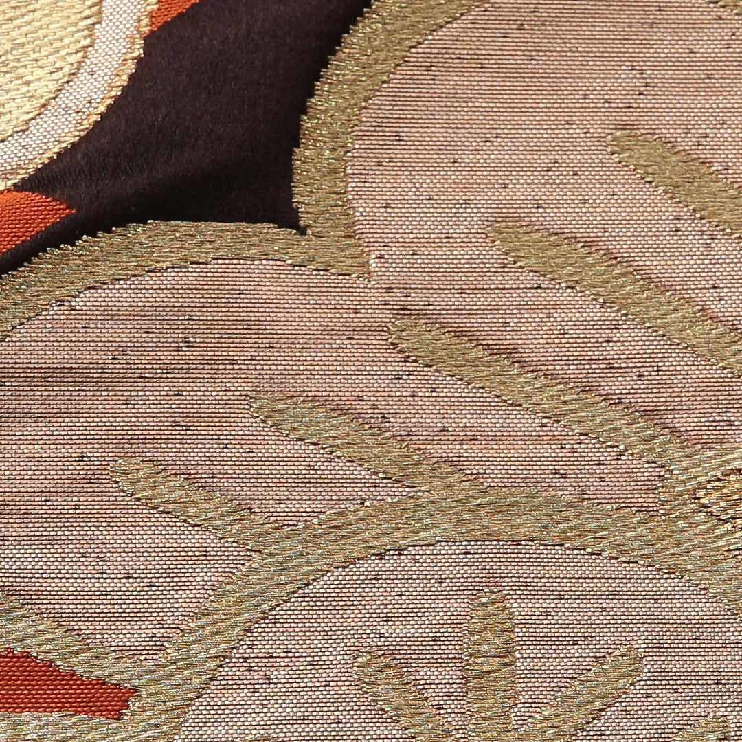 アンティーク 袋帯 帯丈416cm フォーマル 六通 未仕立て 帯芯なし Aランク 正絹 梅 笠松 茶系 1223-01974