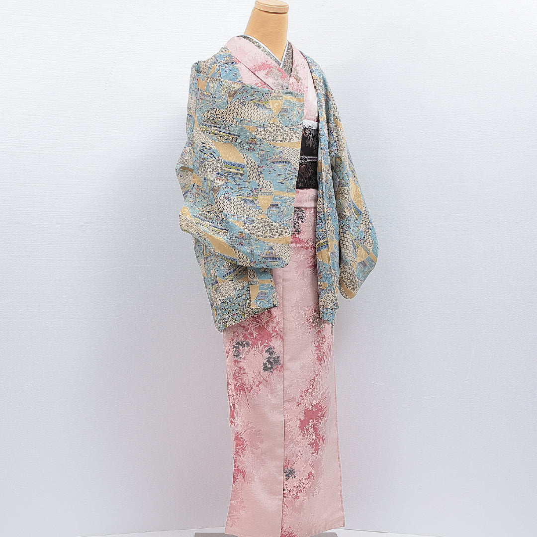 羽織 袷 身丈75cm 裄丈62cm 正絹 Sランク カジュアル Sサイズ 茶屋辻 多色系 RP 1232-16118