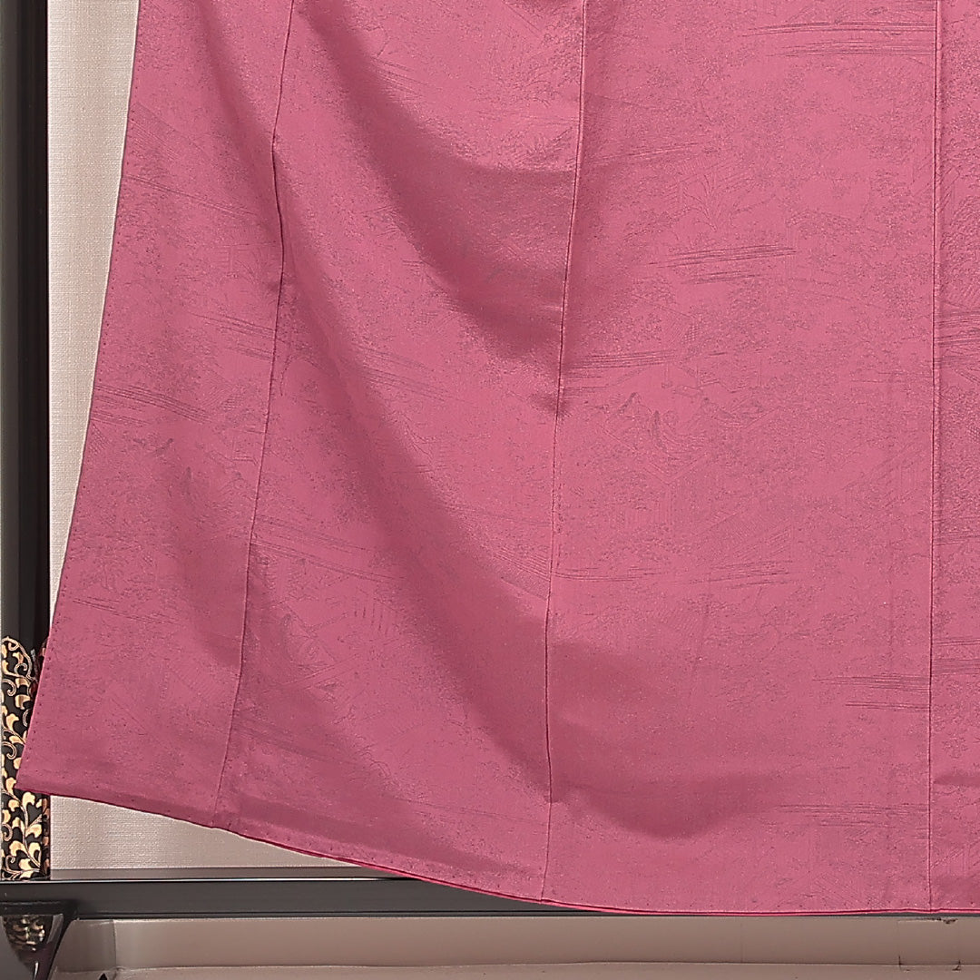 色無地 洗える着物 袷 身丈157cm 裄丈62cm ポリエステル Aランク Mサイズ 広衿 インフォーマル 紋意匠 平安絵巻 ピンク系 1214-16915