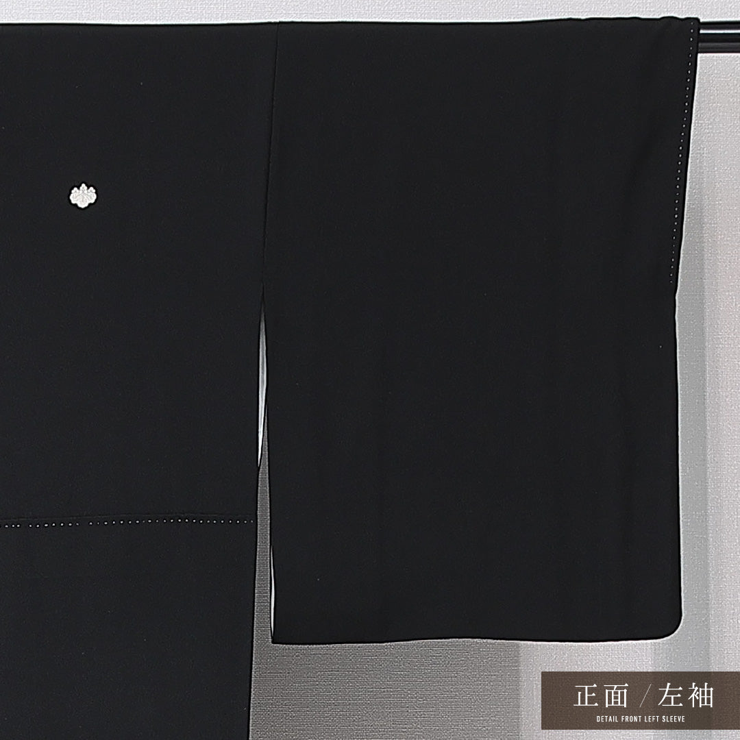 黒留袖 袷 身丈162cm 裄丈64cm 五つ紋 五三桐 フォーマル Sランク Lサイズ 正絹 比翼仕立て 広衿 花車 菊 1211-F0659