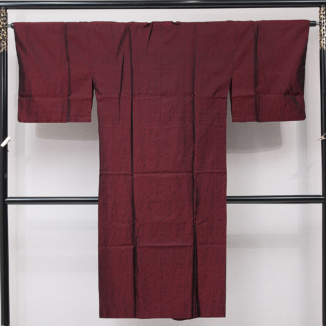 道行コート 袷 身丈129cm 裄丈64cm 正絹 Aランク セミフォーマル Mサイズ ポケットあり 抽象柄 赤系 RP 1237-15184