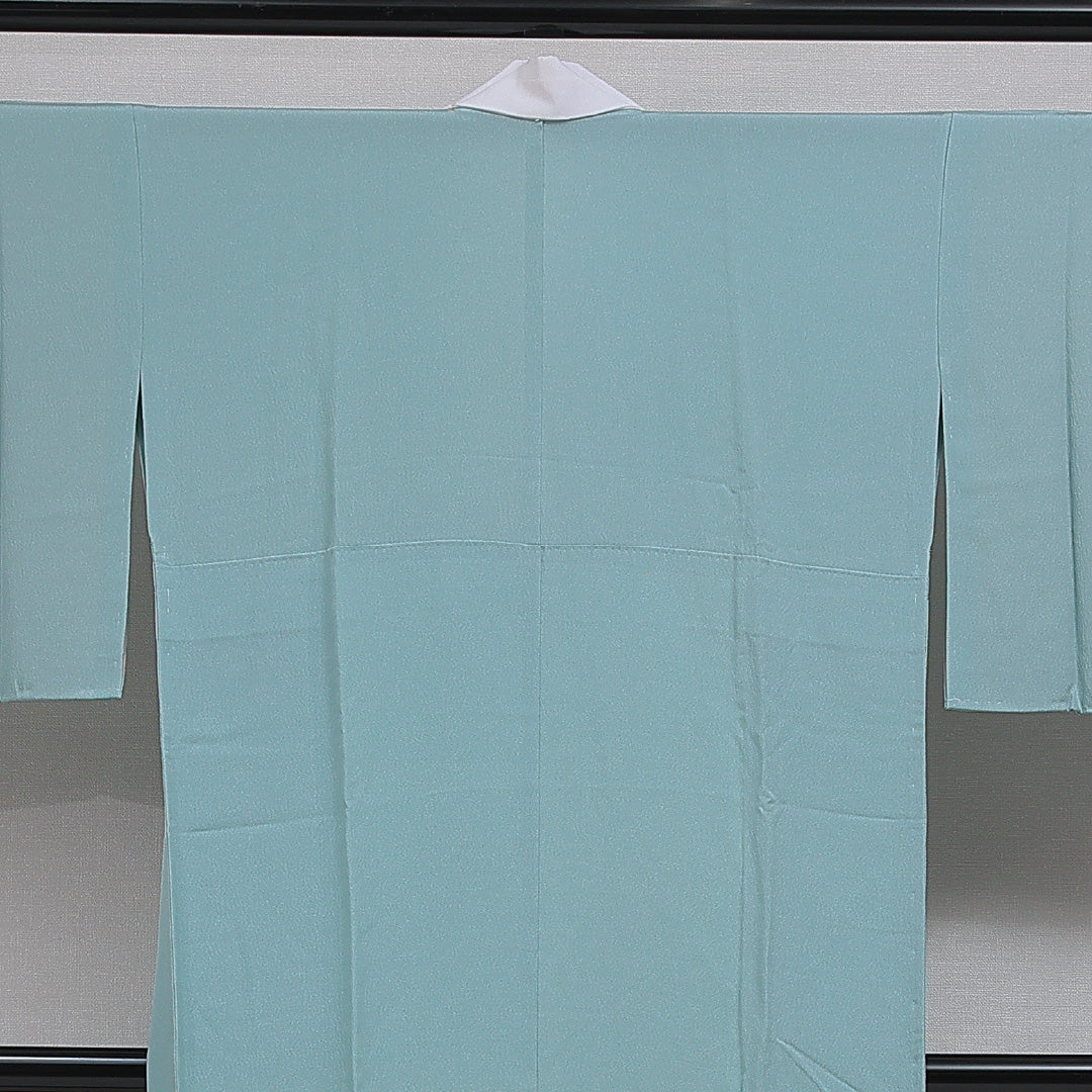 長襦袢 無双袖 身丈124cm 裄丈66cm 正絹 Aランク Mサイズ 居敷当て 無地 緑系 RP 1239-16624