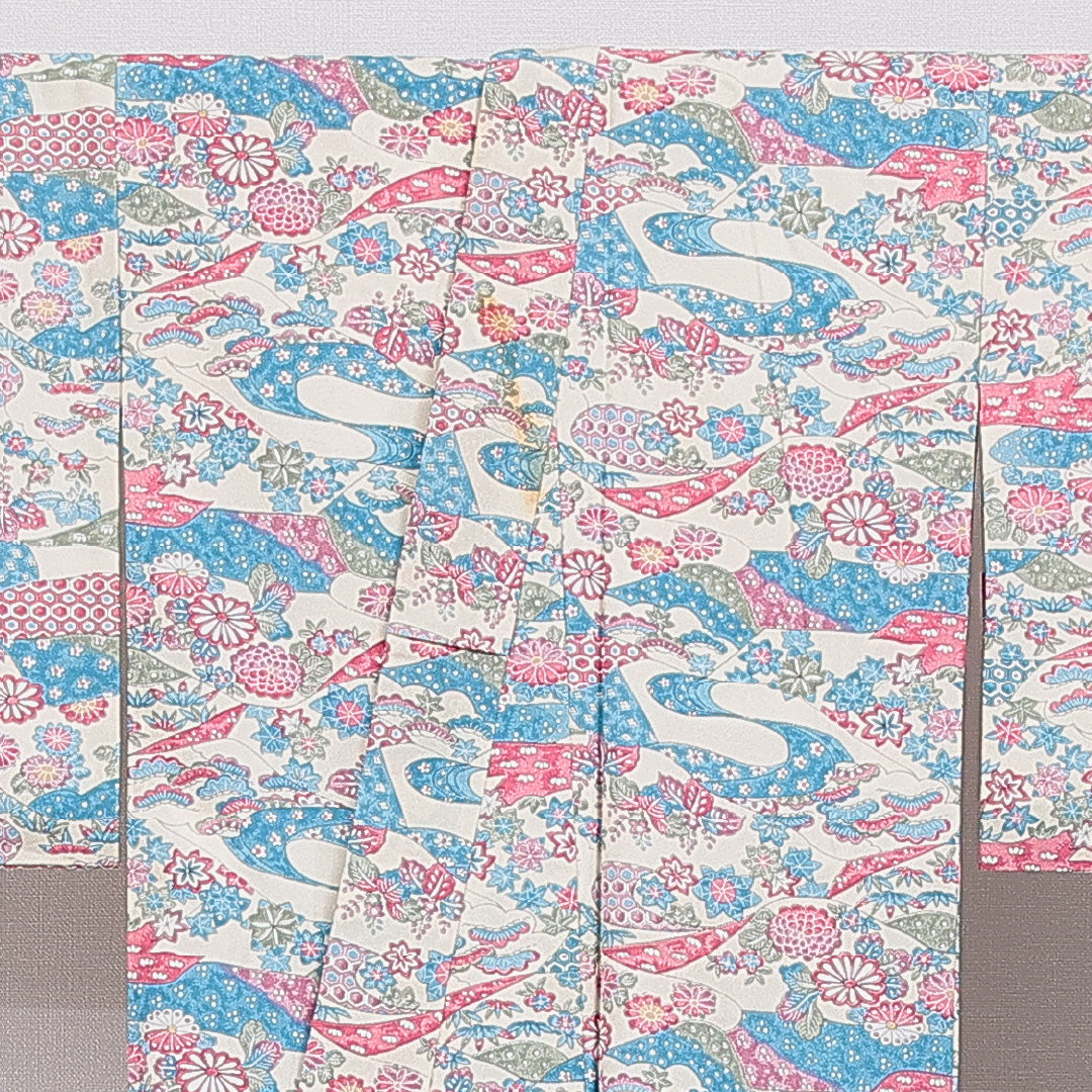 小紋 袷 身丈154cm 裄丈60cm 正絹 Sランク インフォーマル バチ衿 Sサイズ 古典柄 多色系 RP 1221-16014