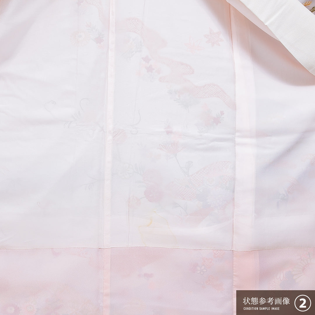 訪問着 洗える着物 袷 身丈158cm 裄丈64cm ポリエステル Aランク Mサイズ 広衿 セミフォーマル 吉祥文様 白系 1212-16264