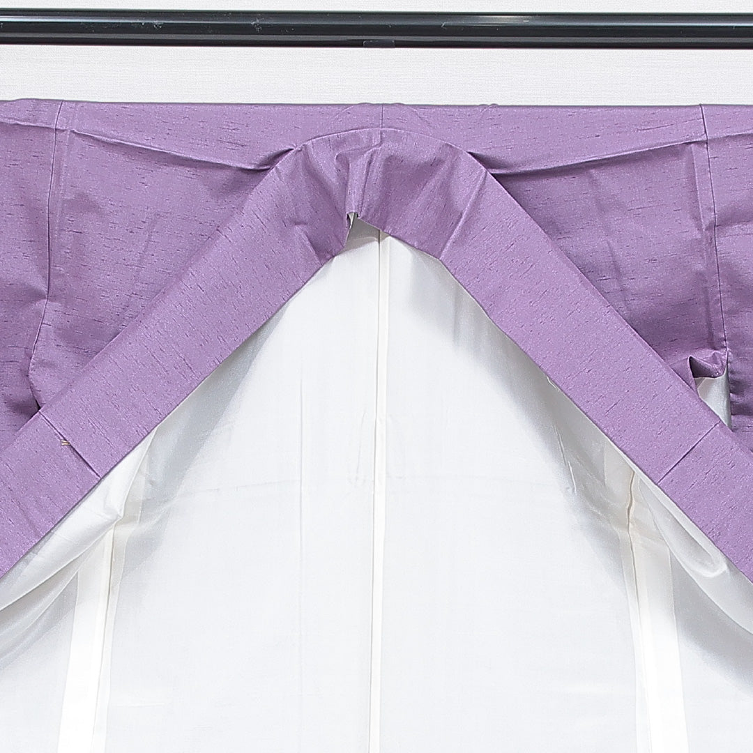 本加賀友禅 岡本幸治 色無地（紬） 袷 身丈160cm 裄丈66cm 正絹 白山工房 手織り牛首紬 Sランク Lサイズ 広衿 一つ紋（揚羽蝶） セミフォーマル ガード加工 落款 証紙 紫系 1214-16871