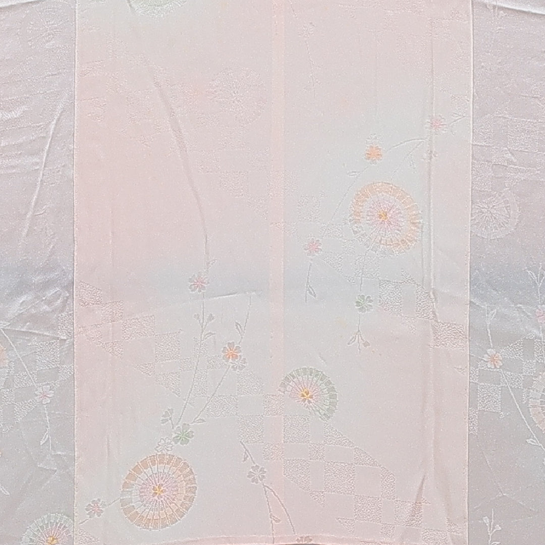 長襦袢 無双袖 身丈125cm 裄丈62cm 正絹 Cランク Mサイズ 源氏車 ピンク系 HP 1239-16562