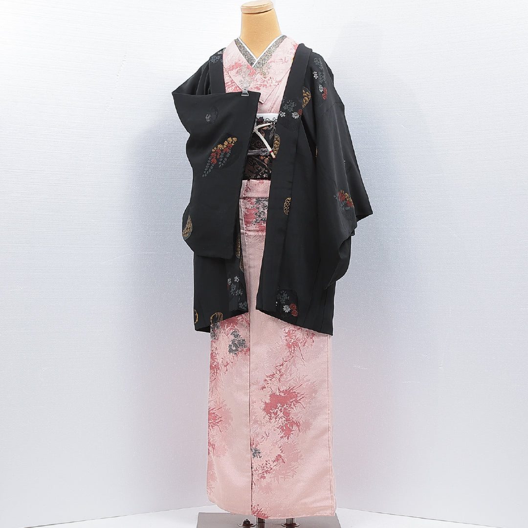 リサイクル着物 アンティーク 黒羽織 袷 身丈82cm 裄丈63cm 正絹 B