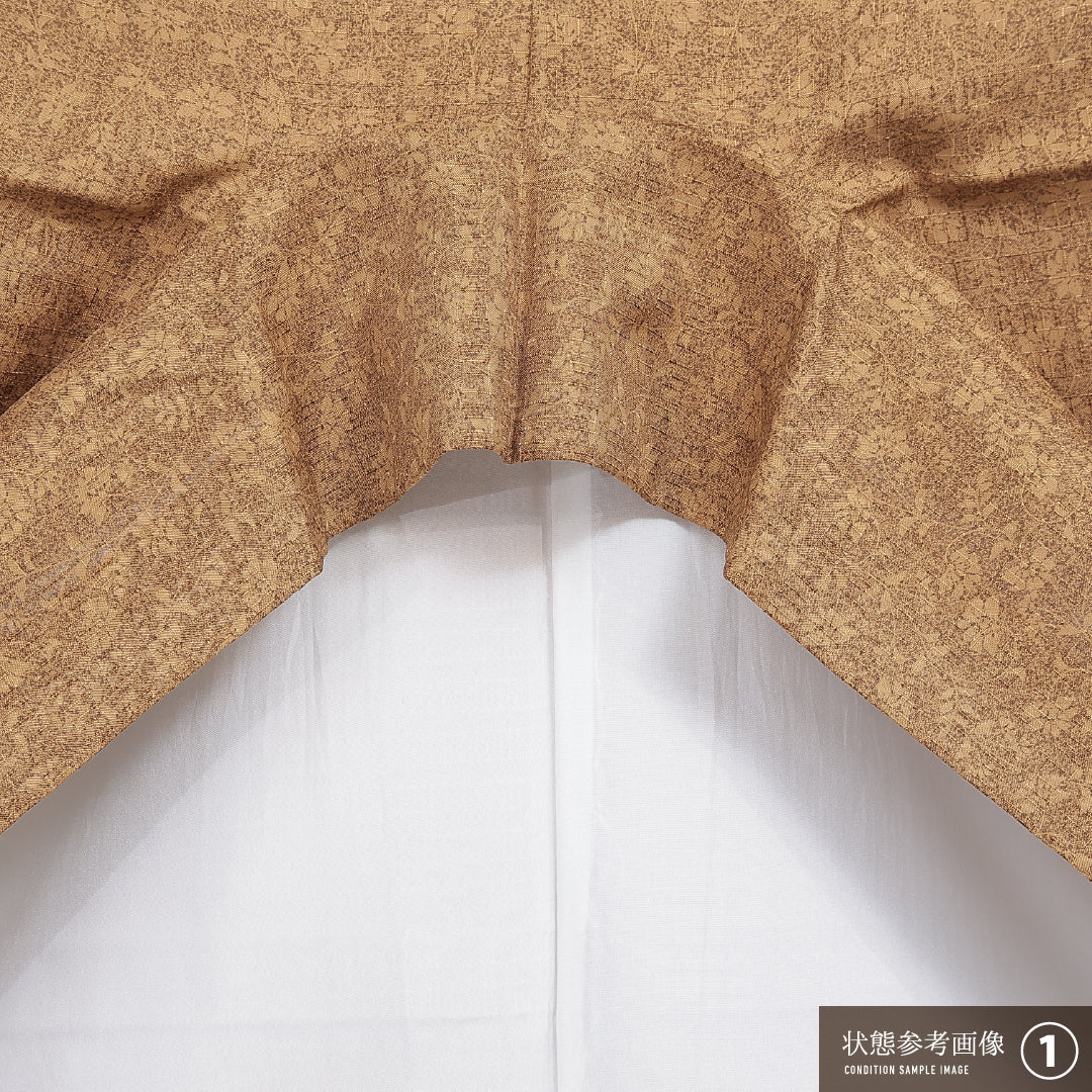 洗える着物 小紋 袷 身丈169cm 裄丈68cm ポリエステル Sランク インフォーマル 広衿 XLサイズ 花柄 黄系 RP 1221-16414