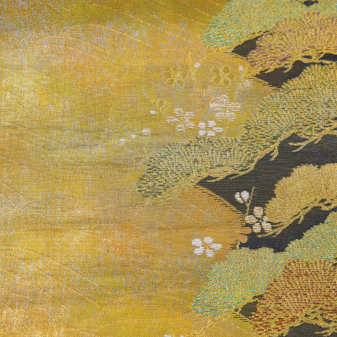 袋帯 帯丈428cm 正絹 六通 フォーマル 老松 荒磯 砂子 金系 1243-02196