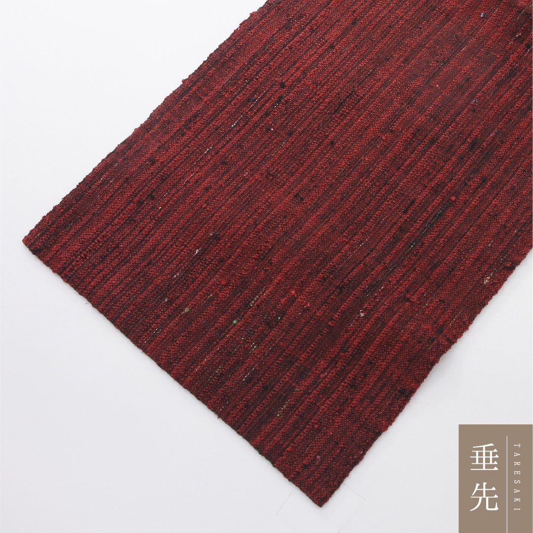 八寸名古屋帯 Sランク 帯丈361cm 正絹 ポイント柄 松葉仕立て 織り カジュアル 紬 丸文 赤系 RP 1245-04020