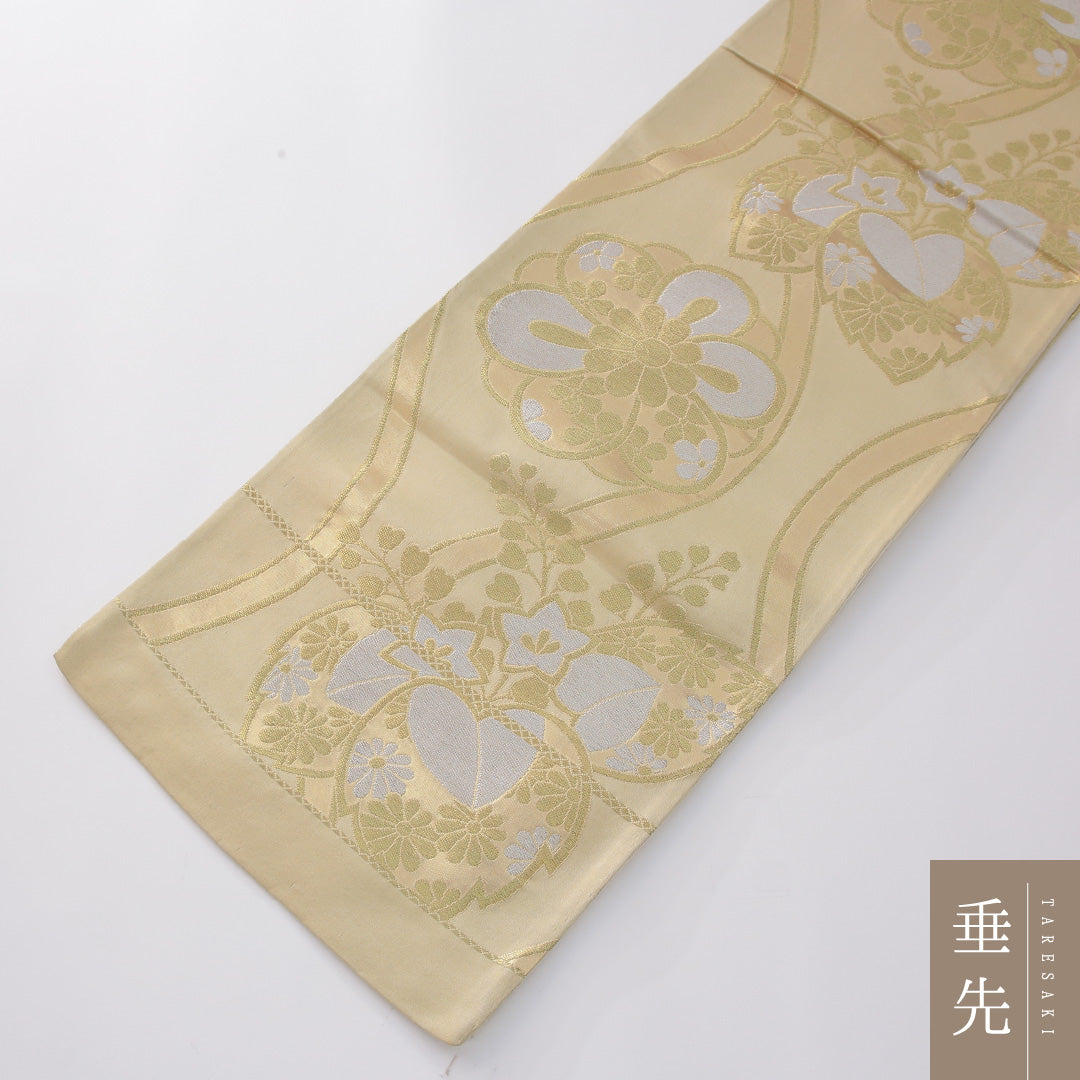 アンティーク 袋帯 帯丈402cm 六通 Aランク 正絹 立涌 桐 金系 1223-02285