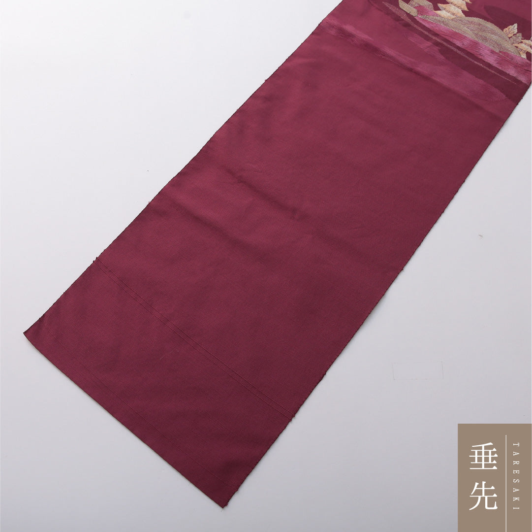 八寸名古屋帯 Bランク 帯丈300cm 正絹 ポイント柄 松葉仕立て 織り インフォーマル ふくれ織 京洛百景 ピンクに近いくすんだ紫系 HP 1245-03441