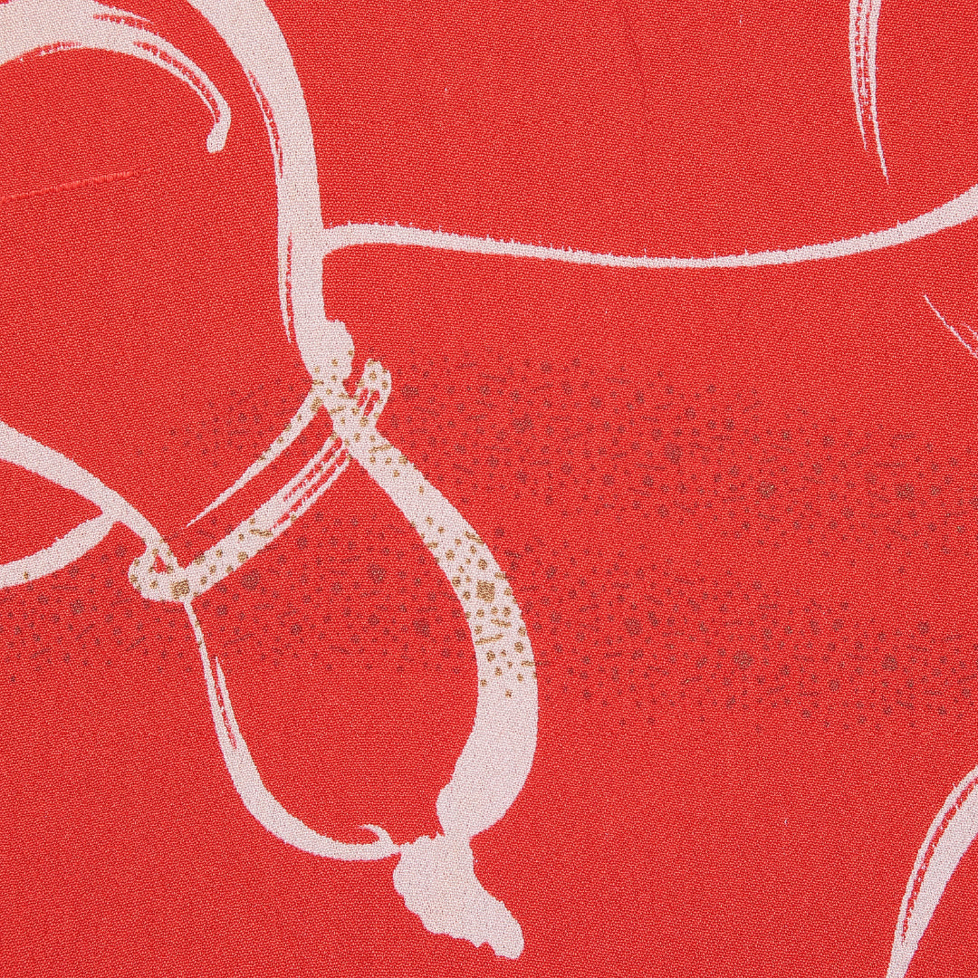 アンティーク 長襦袢 袷 身丈118cm 裄丈58cm 正絹 Bランク XSサイズ バチ衿 瓢箪 金彩 赤系 1229-15671