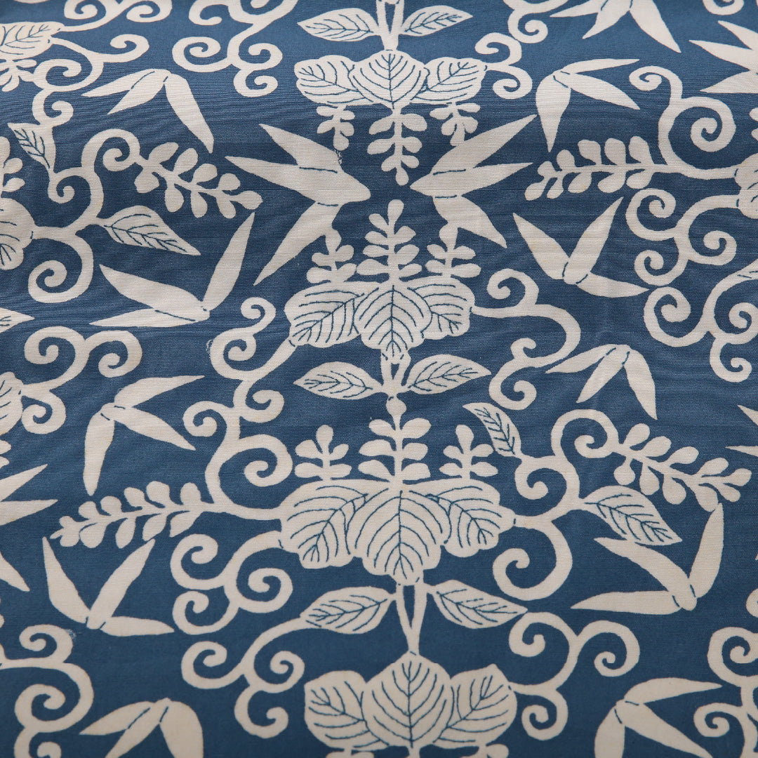 アンティーク 九寸名古屋帯（紬） 帯丈342cm カジュアル 名古屋仕立て 全通 Bランク 正絹 染め帯 桐 白系 青系 1224-03699