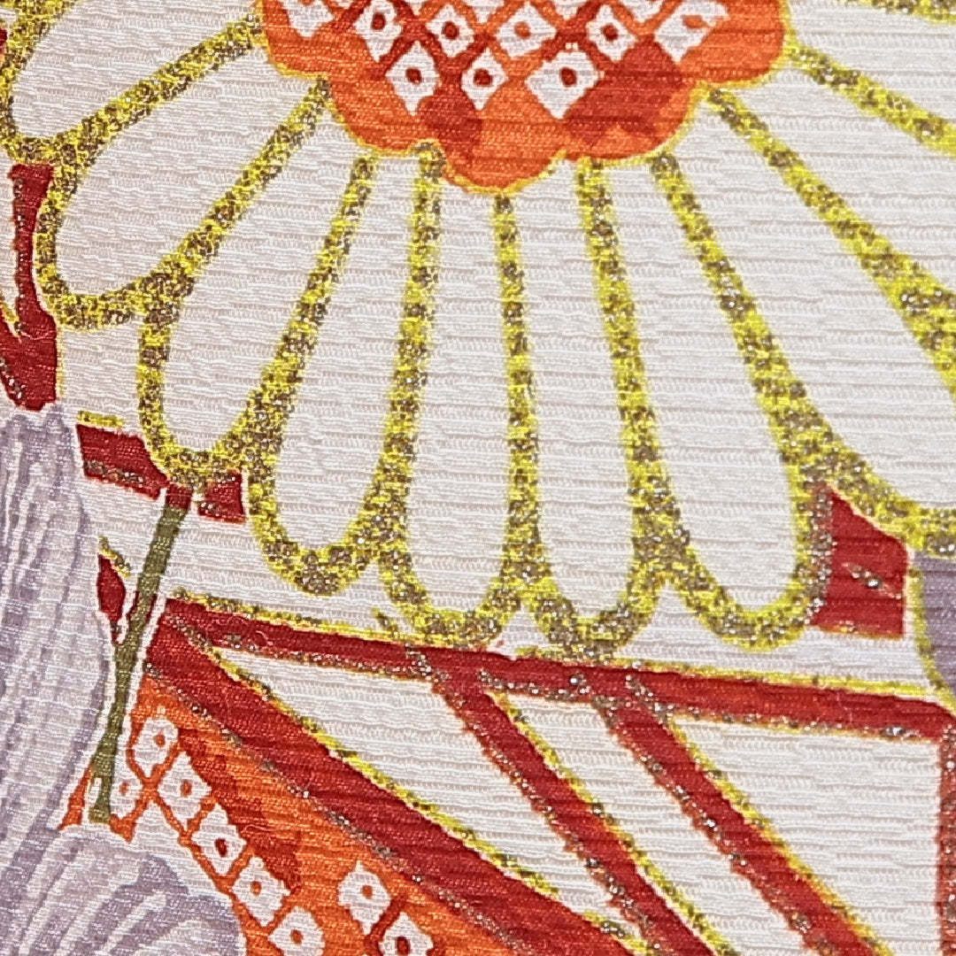 訪問着 洗える着物 袷 身丈158cm 裄丈64cm ポリエステル Aランク Mサイズ 広衿 セミフォーマル 吉祥文様 白系 1212-16264