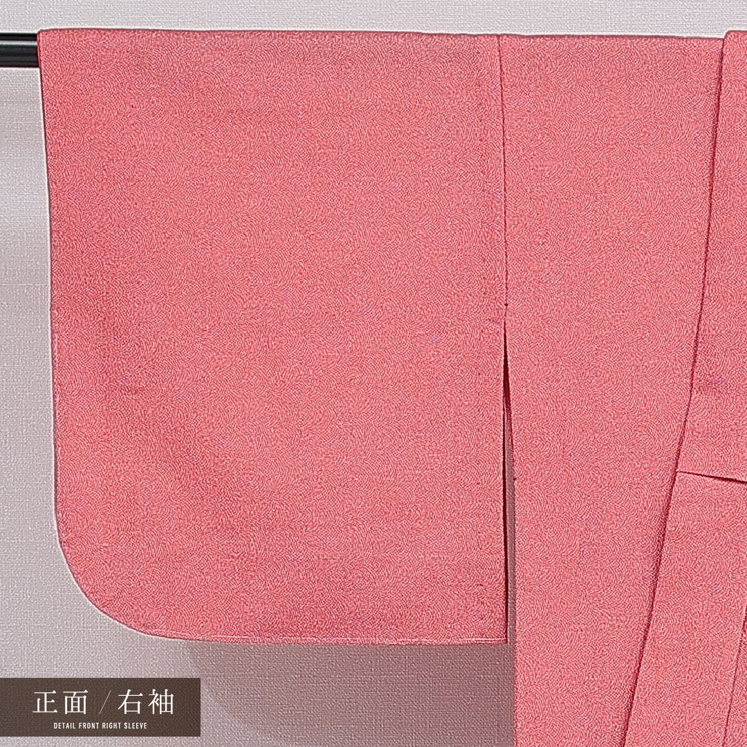 江戸小紋（鮫） 洗える着物 胴抜き 身丈158cm 裄丈64cm ポリエステル Sランク Mサイズ バチ衿 インフォーマル 赤系 1262-16410