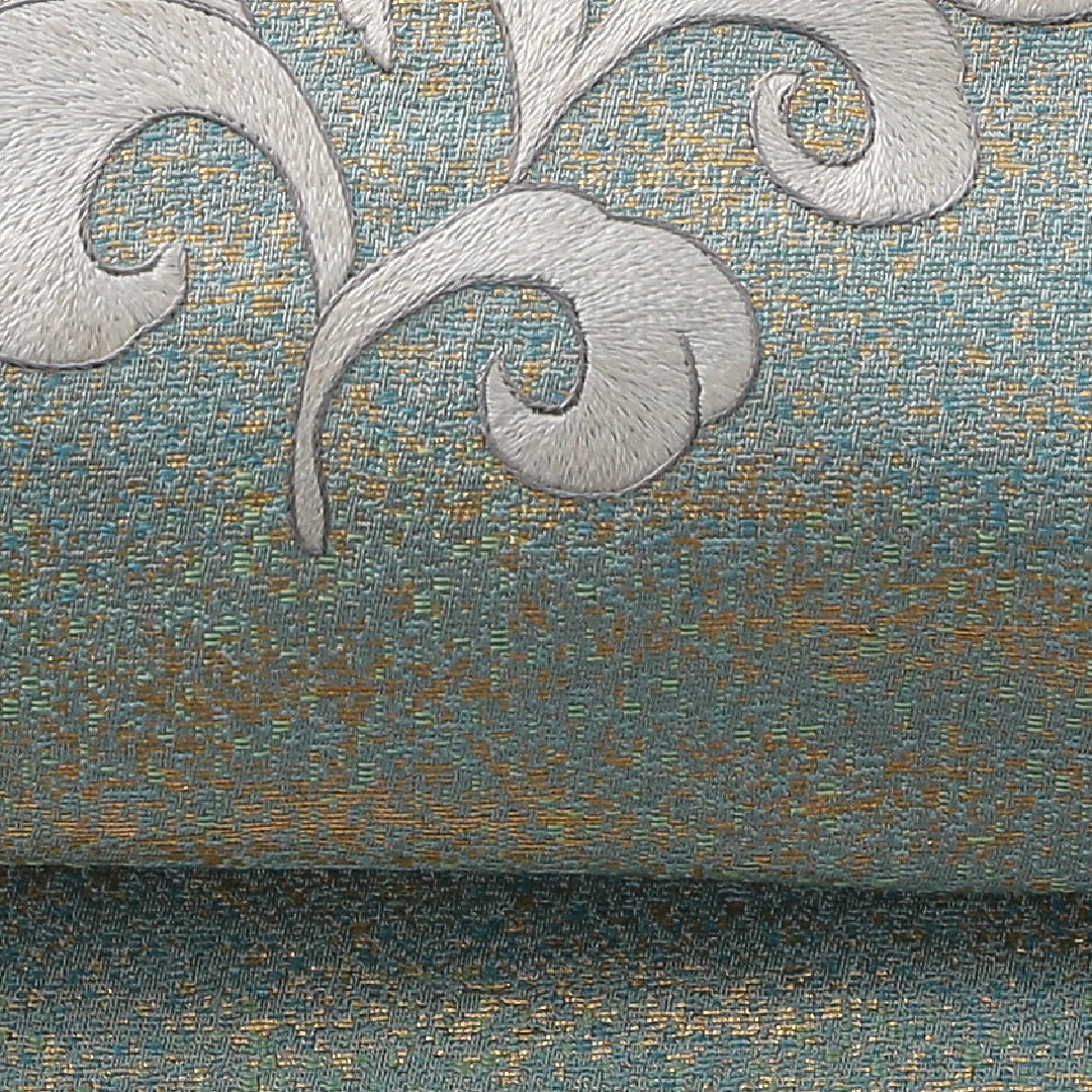 袋帯 帯丈440cm セミフォーマル ポイント柄 Aランク 正絹 引箔 唐華 緑系 1223-02133